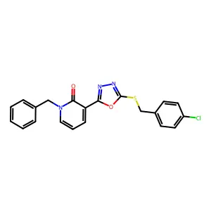 1-benzyl-3-{5-[(4-chlorobenzyl)sulfanyl]-1,3,4-oxadiazol-2-yl}-2(1H)-pyridinone structure