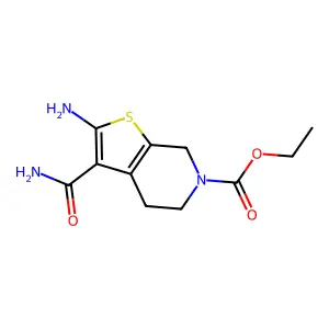 ethyl 2-amino-3-carbamoyl-4,7-dihydrothieno[2,3-c]pyridine-6(5H)-carboxylate structure