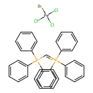 Bromo-trichloro-iron; triphenyl-(triphenylphosphoranylidenemethyl)phosphanium structure