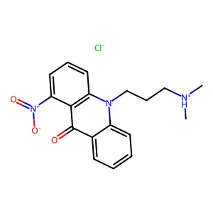 10-(3-(Dimethylamino)propyl)-1-nitroacridin-9(10H)-one--hydrogen chloride (1/1) structure
