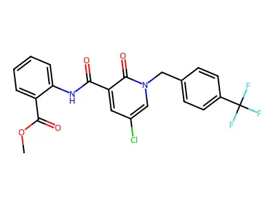 methyl 2-[({5-chloro-2-oxo-1-[4-(trifluoromethyl)benzyl]-1,2-dihydro-3-pyridinyl}carbonyl)amino]benzenecarboxylate structure