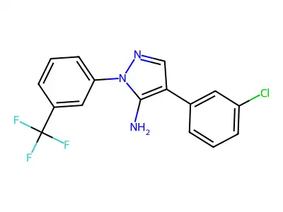 4-(3-chlorophenyl)-1-[3-(trifluoromethyl)phenyl]-1H-pyrazol-5-amine structure