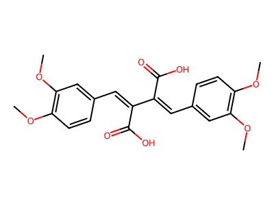2,3-Bis[(3,4-dimethoxyphenyl)methylidene]butanedioic acid structure