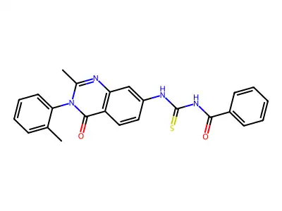 N-[[2-methyl-3-(2-methylphenyl)-4-oxoquinazolin-7-yl]carbamothioyl]benzamide structure
