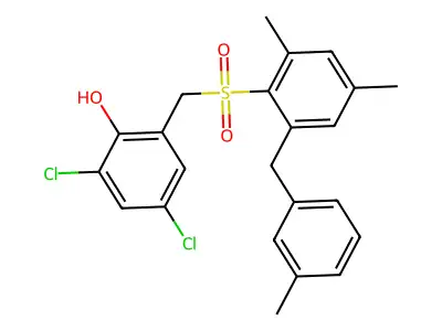 4,6-Dichloro-alpha-(2,4-dimethyl-6-(3-methylbenzyl)phenylsulfonyl)-O-cresol structure