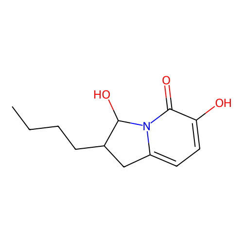2-Butyl-1,2,3,5-tetrahydro-3,6-dihydroxy-5-oxoindolizine structure