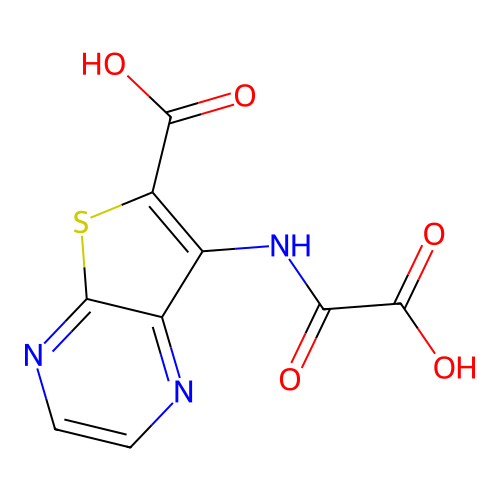 7-[(Carboxycarbonyl)amino]thieno[2,3-b]pyrazine-6-carboxylic acid structure