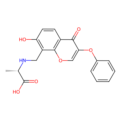 N-[(7-hydroxy-4-oxo-3-phenoxy-4H-chromen-8-yl)methyl]-L-alanine structure