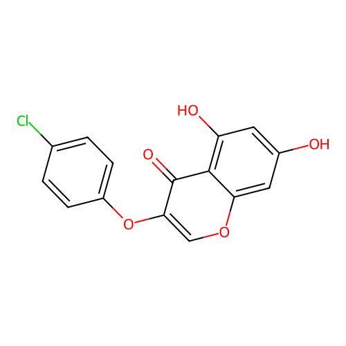 3-(4-chlorophenoxy)-5,7-dihydroxy-4H-chromen-4-one structure