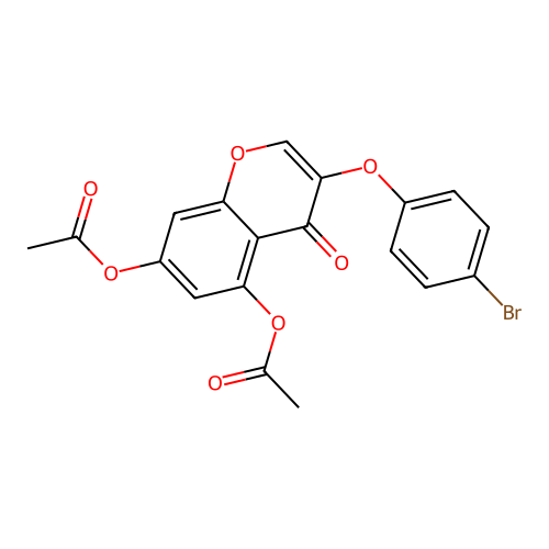 3-(4-bromophenoxy)-4-oxo-4H-chromene-5,7-diyl diacetate structure