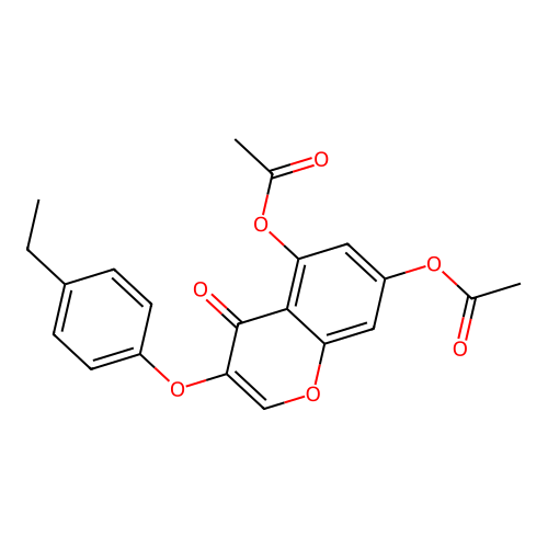 3-(4-ethylphenoxy)-4-oxo-4H-chromene-5,7-diyl diacetate structure