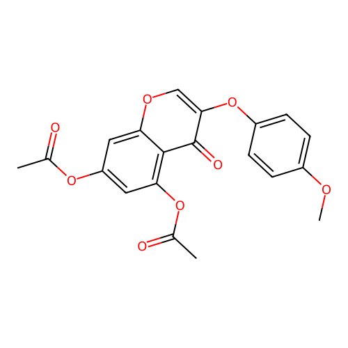3-(4-methoxyphenoxy)-4-oxo-4H-chromene-5,7-diyl diacetate structure