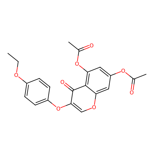 3-(4-ethoxyphenoxy)-4-oxo-4H-chromene-5,7-diyl diacetate structure