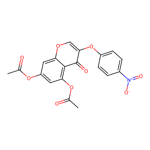 3-(4-nitrophenoxy)-4-oxo-4H-chromene-5,7-diyl diacetate structure