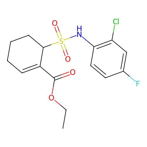 ethyl 6-(N-(2-chloro-4-fluorophenyl)sulfamoyl)cyclohex-1-enecarboxylate structure