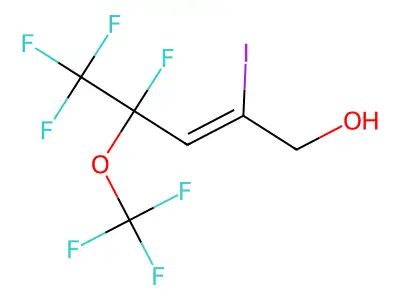 4,5,5,5-Tetrafluoro-2-iodo-4-(trifluoromethoxy)pent-2-en-1-ol structure