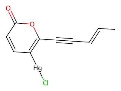 chloro-[6-oxo-2-[(E)-pent-3-en-1-ynyl]pyran-3-yl]mercury structure