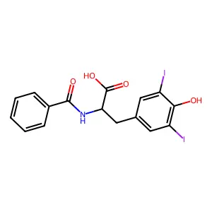 N-benzoyl-3,5-diiodotyrosine structure