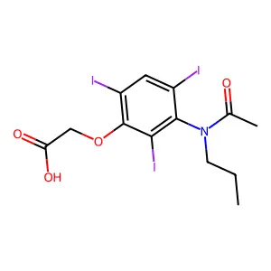 Acetic acid, (3-(N-propylacetamido)-2,4,6-triiodophenoxy)- structure