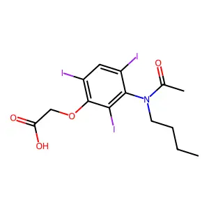 Acetic acid, (3-(N-butylacetamido)-2,4,6-triiodophenoxy)- structure