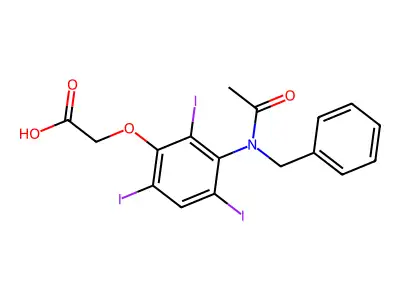 Acetic acid, (3-(N-benzylacetamido)-2,4,6-triiodophenoxy)- structure