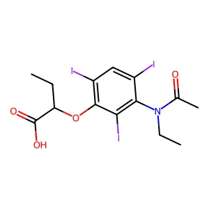 Butyric acid, 2-(3-(N-ethylacetamido)-2,4,6-triiodophenoxy)- structure