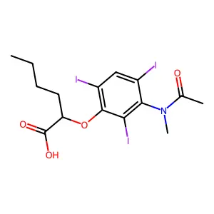 Hexanoic acid, 2-(3-(N-methylacetamido)-2,4,6-triiodophenoxy)- structure