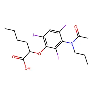 Hexanoic acid, 2-(3-(N-propylacetamido)-2,4,6-triiodophenoxy)- structure