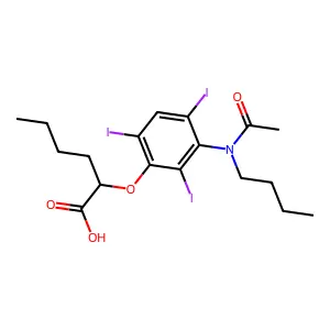 Hexanoic acid, 2-(3-(N-butylacetamido)-2,4,6-triiodophenoxy)- structure