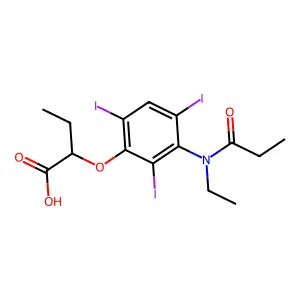 Butyric acid, 2-(3-(N-ethylpropionamido)-2,4,6-triiodophenoxy)- structure