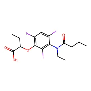 Butyric acid, 2-(3-(N-ethylbutyramido)-2,4,6-triiodophenoxy)- structure