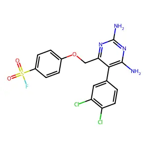 Benzenesulfonylfluoride, 4-[[2,6-diamino-5-(3,4-dichlorophenyl)-4-pyrimidinyl]methoxy]- structure