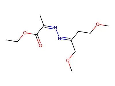 Ethyl 2-(1,4-dimethoxybutan-2-ylidenehydrazinylidene)propanoate structure