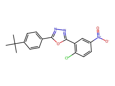 2-[4-(Tert-butyl)phenyl]-5-(2-chloro-5-nitrophenyl)-1,3,4-oxadiazole structure