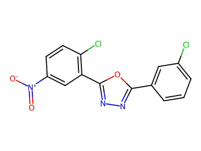2-(2-Chloro-5-nitrophenyl)-5-(3-chlorophenyl)-1,3,4-oxadiazole structure