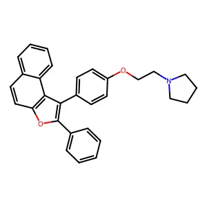 2-Phenyl-1-p-(beta-pyrrolidinoethoxy)-phenylnaphtho(2,1-b)furan structure