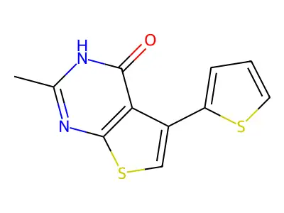2-methyl-5-(thiophen-2-yl)-3H,4H-thieno[2,3-d]pyrimidin-4-one structure