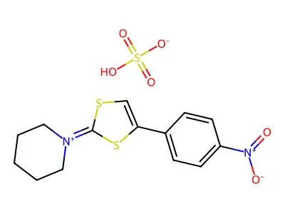 1-[4-(4-Nitrophenyl)-1,3-dithiol-2-ylidene]piperidin-1-ium structure
