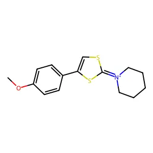 1-[4-(4-Methoxyphenyl)-1,3-dithiol-2-ylidene]piperidin-1-ium;sulfuric acid structure