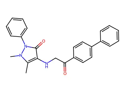 Antipyrine, 4-((p-phenylphenacylidene)amino)- structure