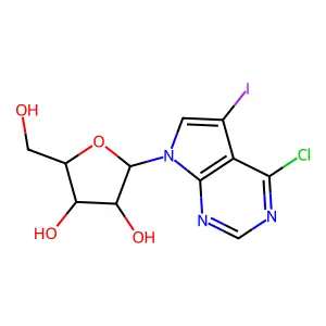 4-Chloro-5-iodo-7-(beta-D-ribofuranosyl)-7H-pyrrolo[2.3-d]pyrimidine structure