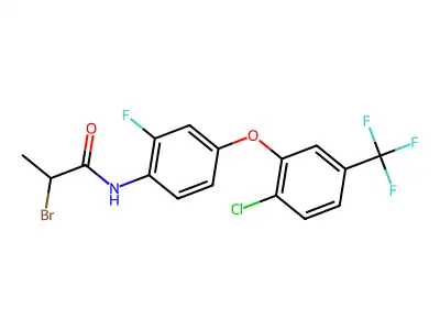 N1-{4-[2-chloro-5-(trifluoromethyl)phenoxy]-2-fluorophenyl}-2-bromopropanamide structure