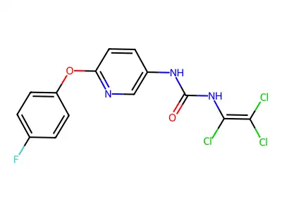 N-[6-(4-fluorophenoxy)-3-pyridyl]-N'-(1,2,2-trichlorovinyl)urea structure