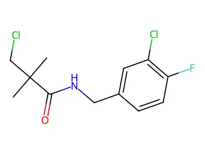 N1-(3-chloro-4-fluorobenzyl)-3-chloro-2,2-dimethylpropanamide structure