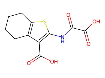 2-[(Carboxycarbonyl)amino]-4,5,6,7-tetrahydro-1-benzothiophene-3-carboxylic acid structure