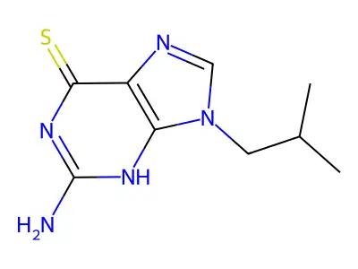 9H-Purine-6-thiol, 2-amino-9-isobutyl- structure