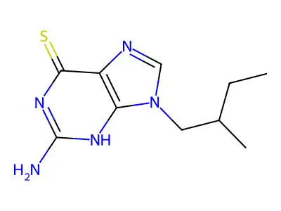 2-amino-9-(2-methylbutyl)-3,9-dihydro-6H-purine-6-thione structure