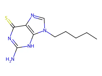 2-Amino-9-pentyl-9H-purin-6-yl hydrosulfide structure