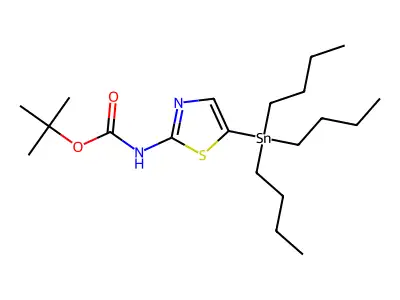 tert-butyl N-(5-(tributylstannyl)-1,3-thiazol-2-yl)carbamate structure