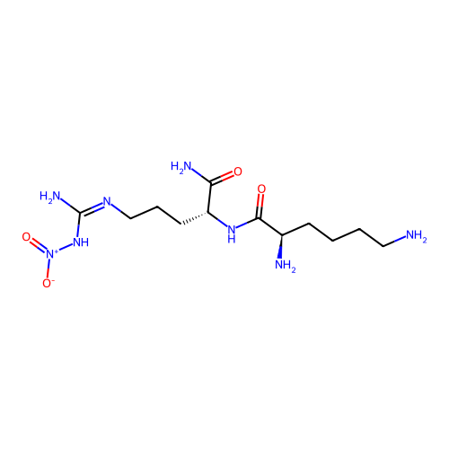 D-lysyl-N~5~-(N-nitrocarbamimidoyl)-D-ornithinamide structure